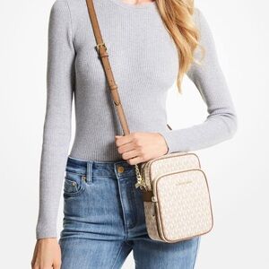 Michael Kors Jet Set Travel Signature Medium Logo Chain Crossbody Bag